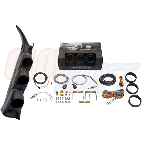 GlowShift 2000-2006 Chevrolet Silverado Duramax With Speaker Graphite Triple Gauge Package With Tinted 7 Color Ds10 Gauge Set