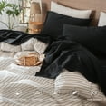 thumbnail image 2 of MooMee 100% Washed Cotton Sheet Set Queen Linen Like Textured Breathable Durable Soft Comfy 4pcs (Black), 2 of 6