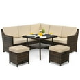 thumbnail image 5 of Patiojoy 6PCS Patio Rattan Furniture Set All-Weather Sectional Cushioned Sofa Ottoman Dining Table Lower Shelf, 5 of 5