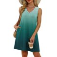 thumbnail image 4 of Vestido Corto para Mujeres Verano sin Mangas Cuello en V, Impresión de Moda con Bolsillos, Poliéster de Algodón Casual, 4 of 9