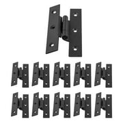 Renovators Supply Black Offset H Hinges 3.5" Height 3/8 Offset Wrought Iron Kitchen Cabinet Door H Hinges Black Rust Resistant Antique Colonial H Hinges with Hardware Pack of 10