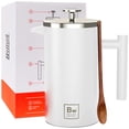 thumbnail image 1 of Barista Warrior Prensa francesa con termómetro - Prensa de café aislada - Cafetera de prensa francesa de acero inoxidable (1,0 L | 34 fl oz) (Blanco), 1 of 5