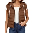 thumbnail image 2 of Womens Puffer Vest Lightweight Winter Sleeveless Jacket Quilted Outerwear with Hood Zip Up Down Vests with Pockets,S-3XL, 2 of 9