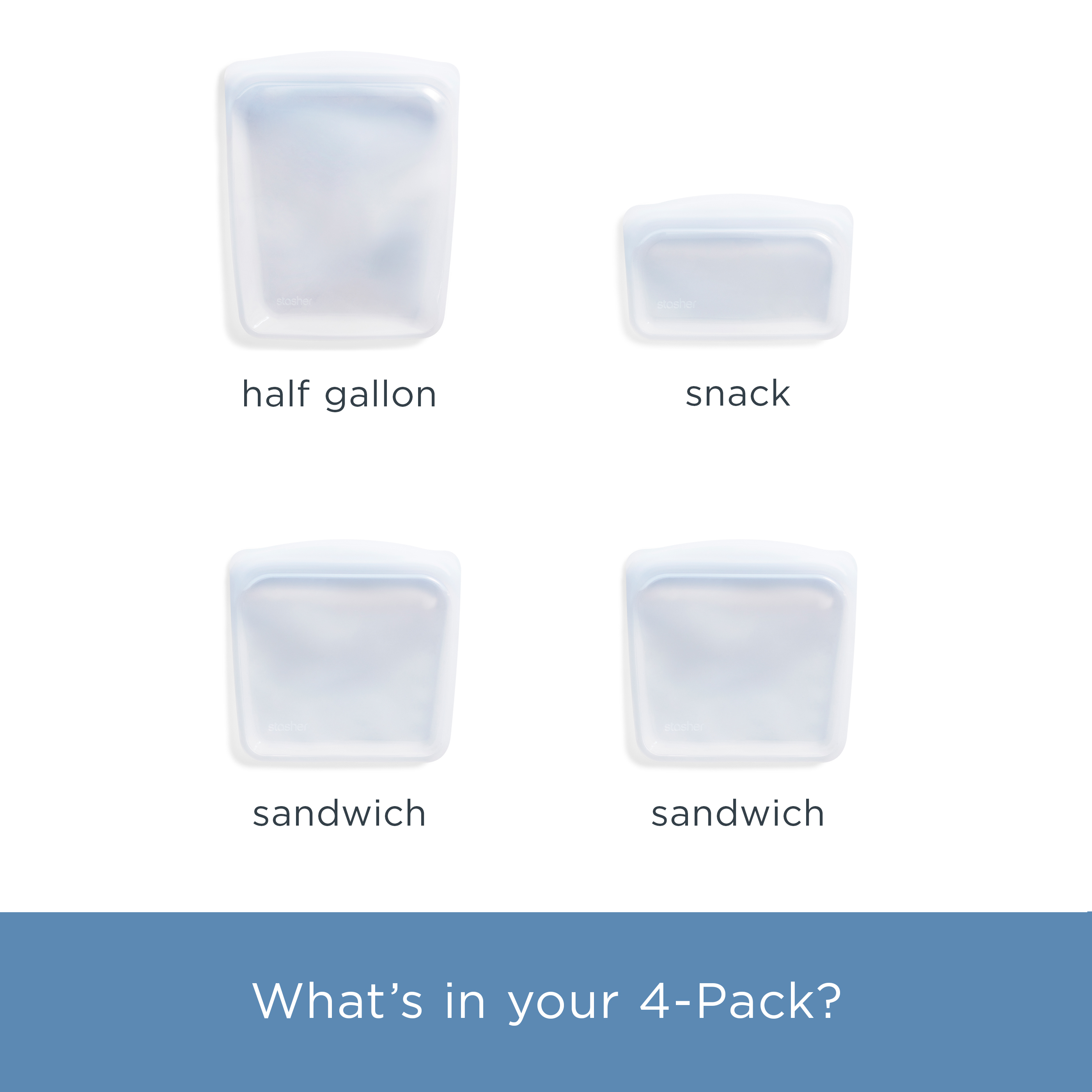 Stasher Premium Silicone Reusable Food Storage Bags, 4-Pack photo 4