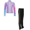 thumbnail image 2 of Alvivi Kids Girls 2 Pieces Figure Skating Gymnastics Tracksuit Long Sleeve Full Zip Jacket and Leggings Set Purple 16, 2 of 6