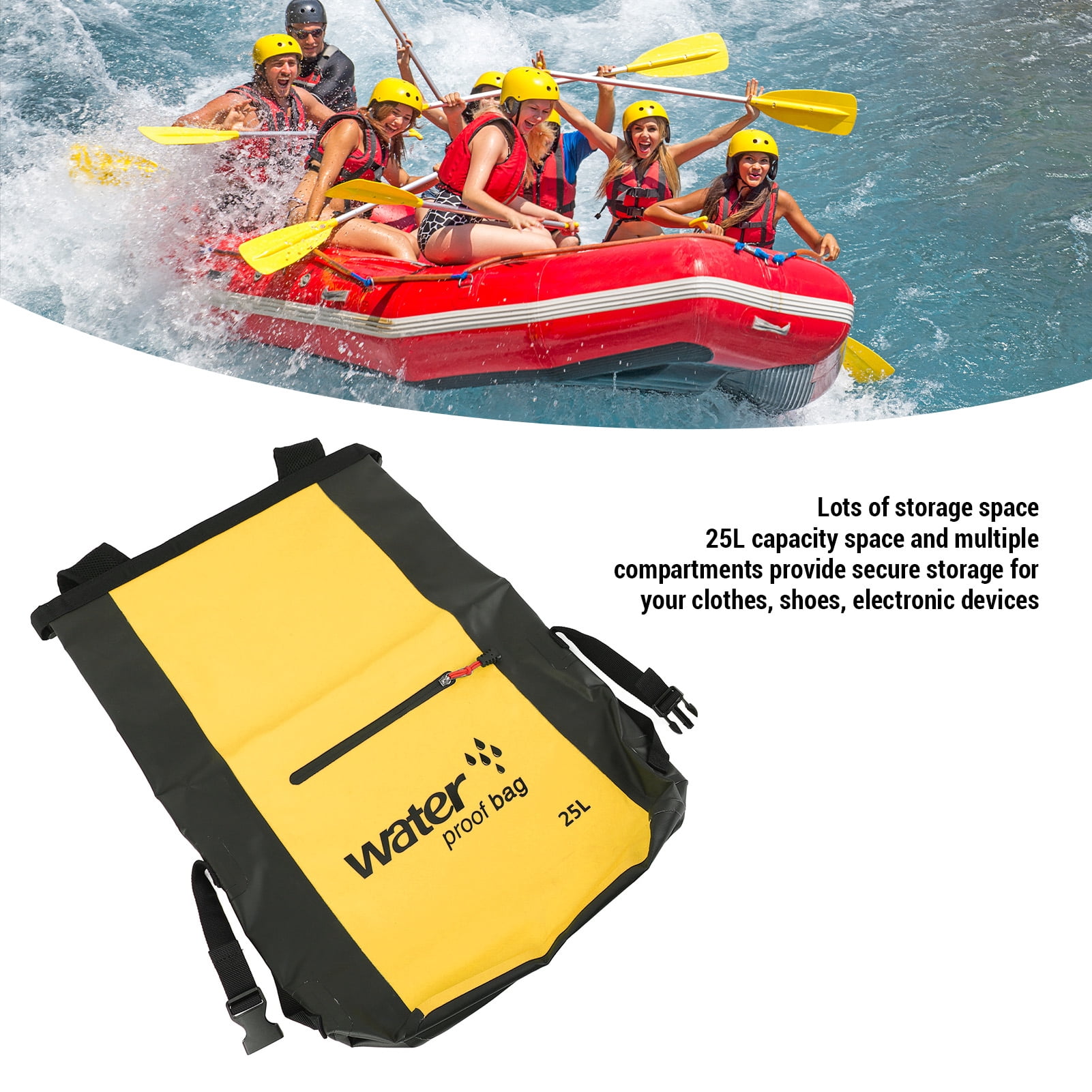 Nieyigj Heavyweight Water Resistant Dry Bag 25L Dry Wet Separation Hiking Dry Backpack with Shoulder Strap for Outdoors Activities Yellow 16.5 inches / 42 cm