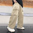 thumbnail image 2 of RUTAYY Toddler Boys Kids Summer Casual Cargo Pants Solid Color Loose Sweatpants Trousers For Sports Activewear（4-12 Years） Relaxed Fit Infants Pants, 2 of 4