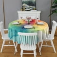 thumbnail image 2 of Colorful Tie Dye Ink Splash Pattern Round Tablecloth 60"x60",Wrinkle Wipeable Table Cloth for Kitchen Dining Room Picnic Patio Party, 2 of 6