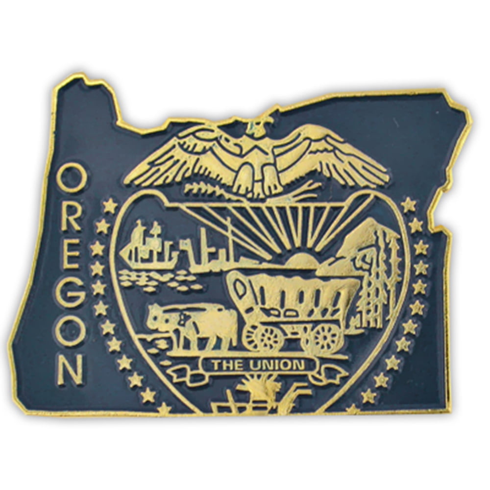 PinMart State Shape of Oregon and Oregon Flag Lapel Pin