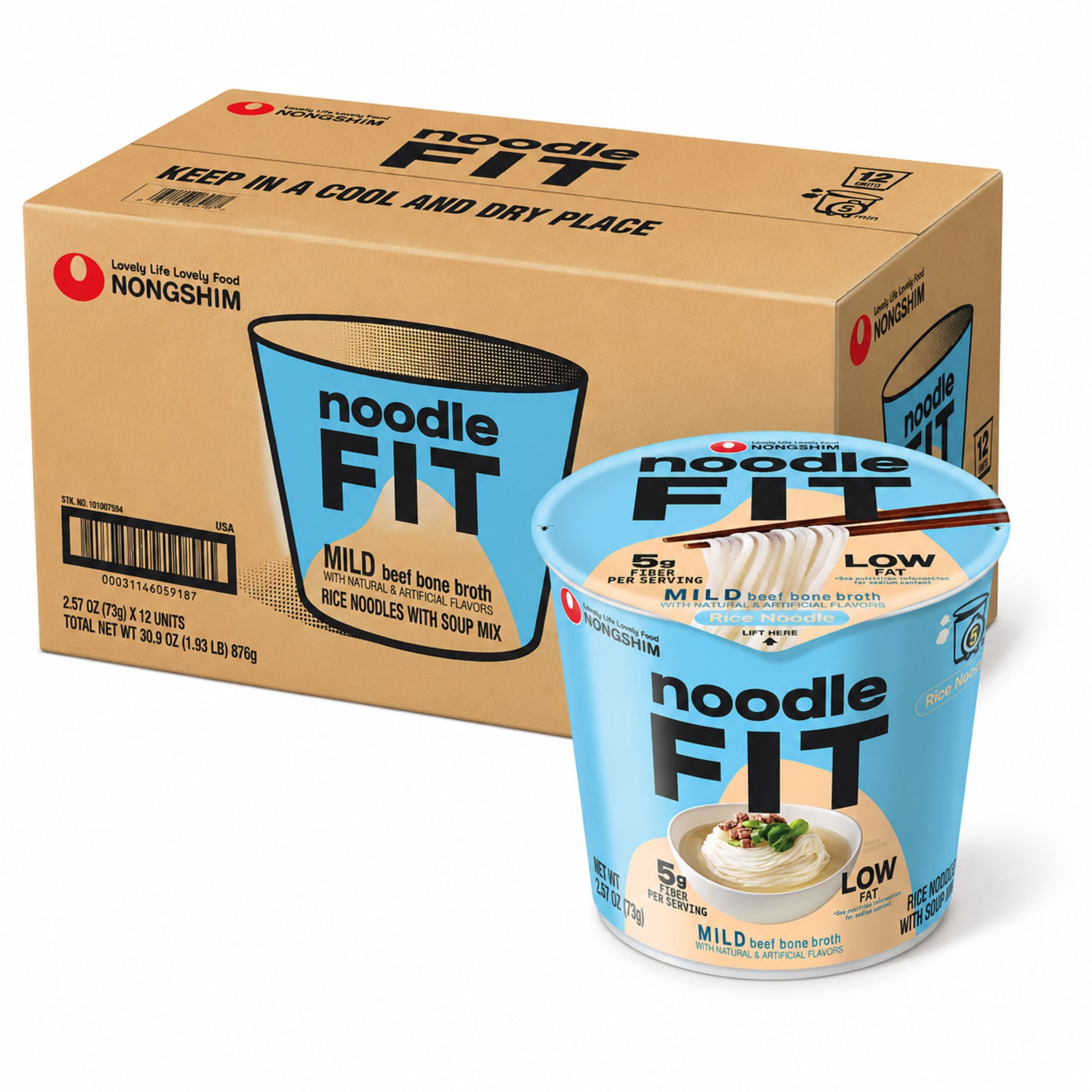 Nongshim Gomtang, High Fiber Cup, Rice Noodle, 2.57 oz (73g), pack of 1