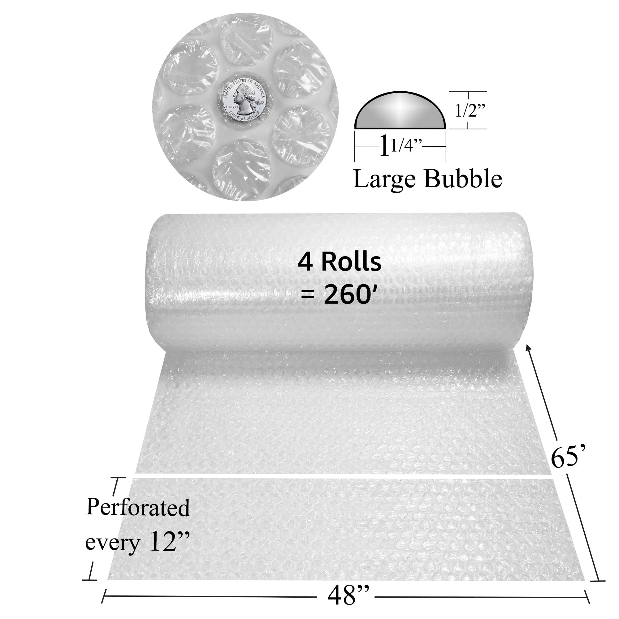 UOFFICE 48" Wide Large Cushion Bubble Roll x 260 ft