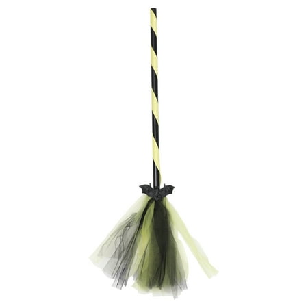 

1pc Halloween Bat Broom Ribbon Striped Handle Creative Party Halloween Decor