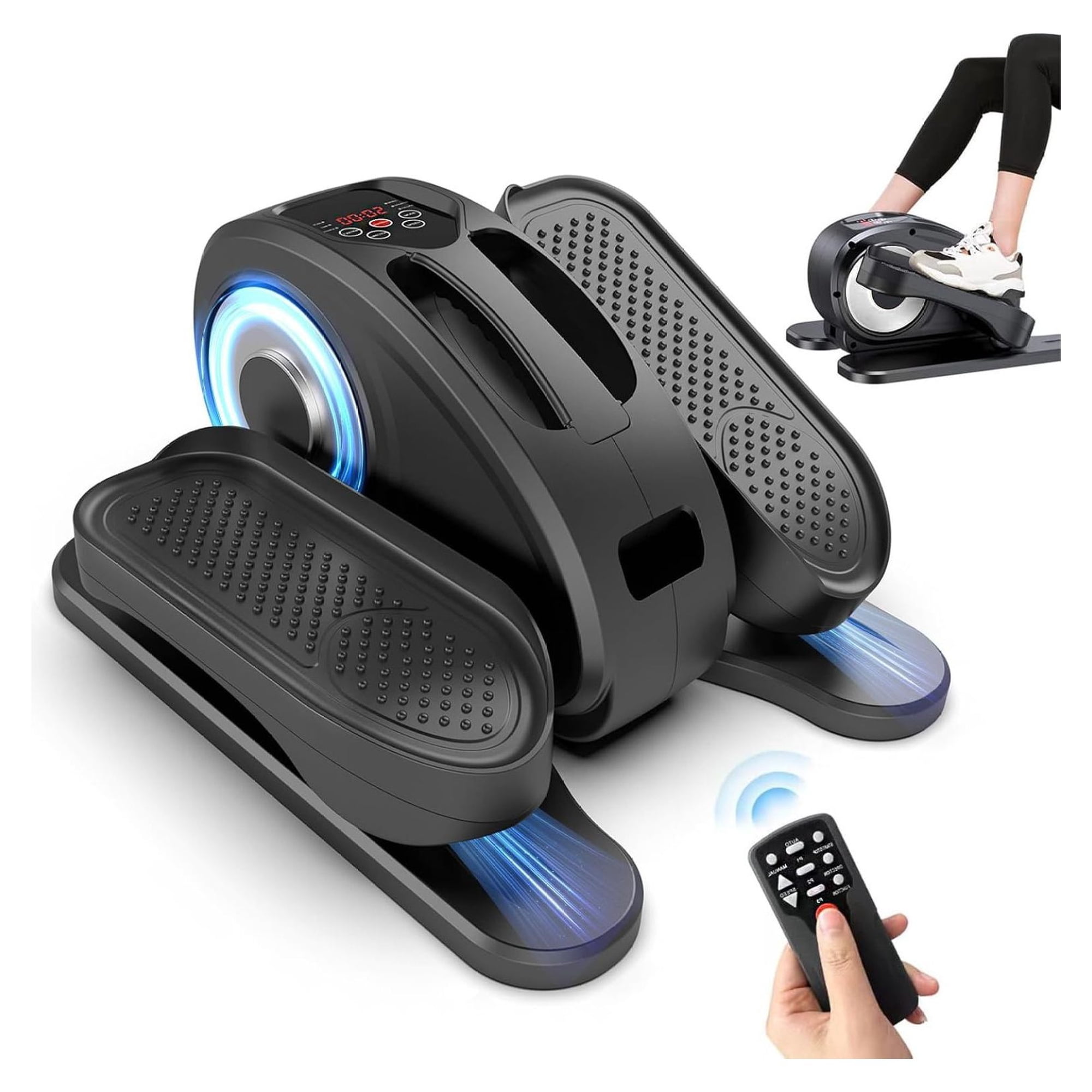 Under Desk Elliptical Machine, Portable Elliptical Ellipse Leg Exerciser for Seniors Quiet Electric Foot Pedal Exerciser for Home with Control