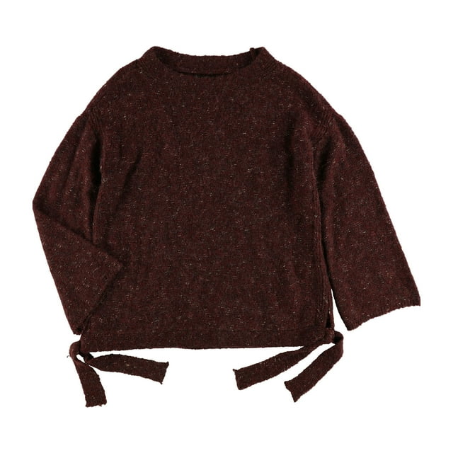 Max Studio London Womens Side-Tie Melange Knit Sweater, Red, Large