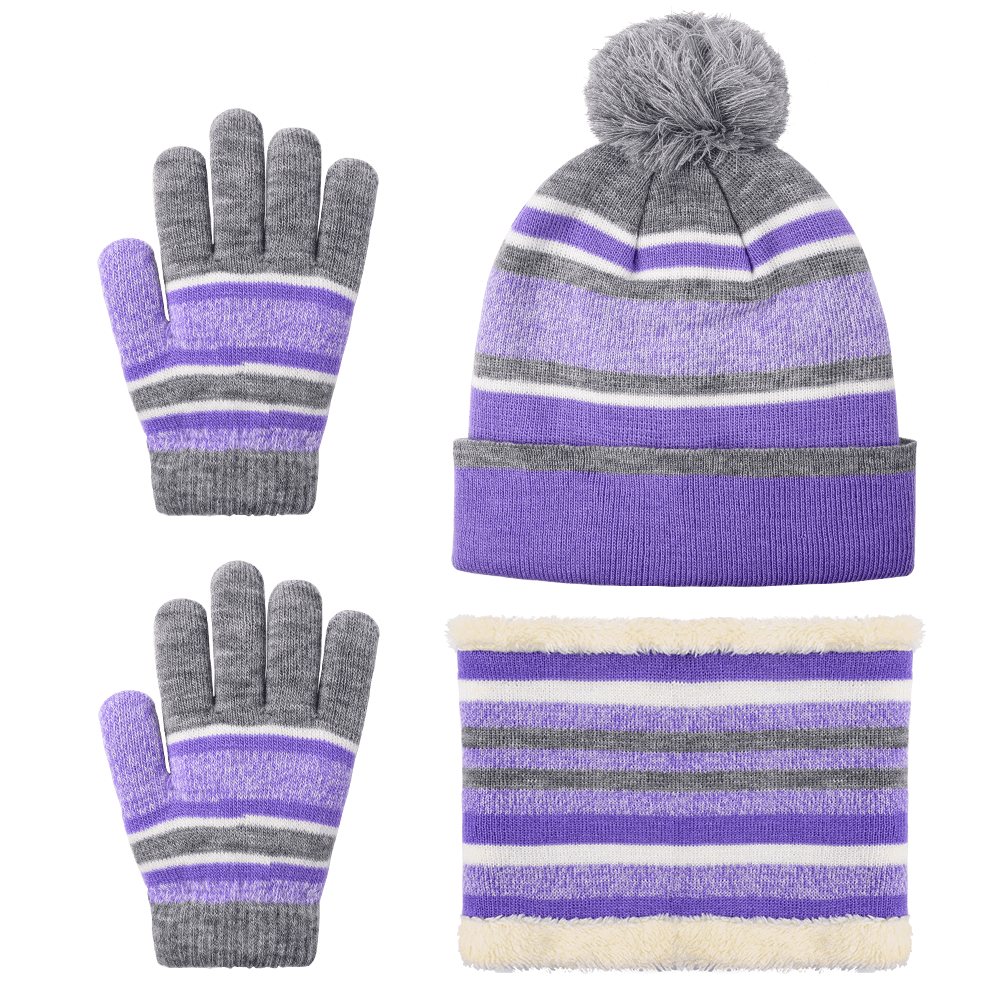 Boys Cooraby 3 Pairs Warm Chenille Gloves Kids Stretchy Cashmere Knitted Gloves for Girls