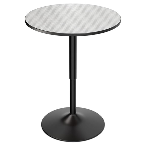 RONG-3 23.5'' Round Bar Table, Adjustable Range 27.5"-36" Wood Pub Table with Black Leg and Base for Living Room Dining Room Bar Cocktail Table (Silver)