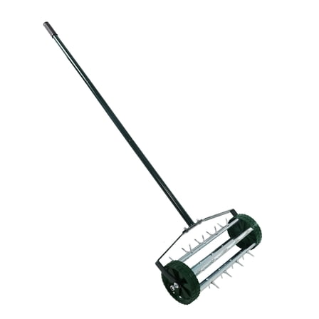 CQSXDA Rolling Lawn Aerator with 3-Piece Long Steel Handle for Effective Garden Yard Grass Maintenance Tool