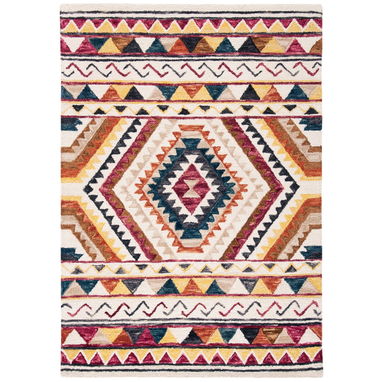 SAFAVIEH Aspen Malvena Geometric Wool Runner Rug, Rust/Ivory, 2'3" x 7'