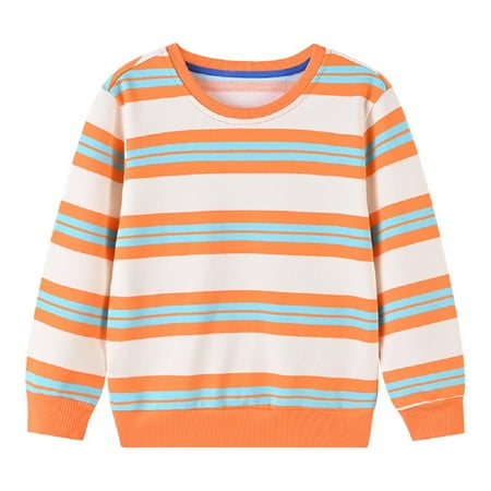 

LYMAYTER Boys Girls Sweatshirt for Kids Toddler Stripes Crewneck Sweatsuit Infant Spring Fall Bottoming Shirt 10 Months-10 Years