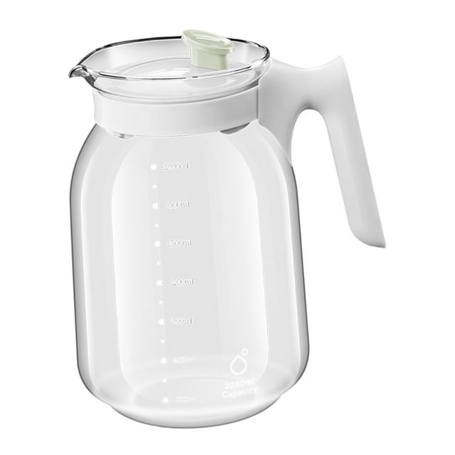 Jarra de agua, botella de agua fría de vidrio grande de 1,8 l con asa, jarra para jugo, jarra de agua, jarra para agua fría para fiestas en la oficina