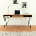thumbnail image 2 of Proman Products Writing Desk with Metal Legs in Oak and Black, 2 of 5