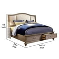 thumbnail image 5 of Benzara 2 Drawer Platform Style Queen Bed with Camelback Padded Headboard, Brown, 5 of 5