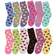 thumbnail image 2 of Glory Max Women's Assorted Colors Hearts Design Cotton Crew Socks Size 9-11 12 Pairs, 2 of 5