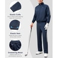 thumbnail image 4 of Men's 2Pc Full Zip Tracksuit, 4 Way Stretch with Reflective Stripes & Zipper Pockets, Straight Leg for Golf Running Gym Dark Blue XL, 4 of 8