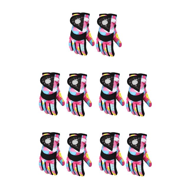 Billuyoard 2 piezas de guantes de esquí para niños, artículos deportivos antideslizantes, a prueba de viento, para deportes de invierno, mitones de parquet L 5piezas Billuyoard CBP221123