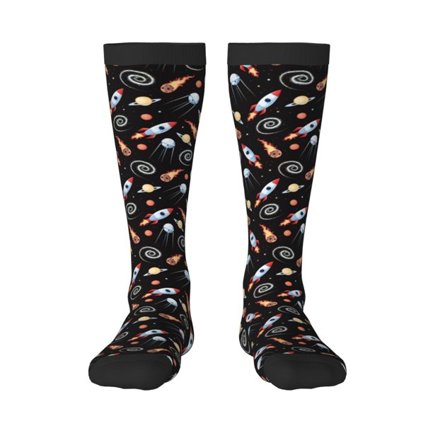 Balery Space Rocket Calcetines novedosos Calcetines deportivos Calcetines hasta la rodilla Calcetines de algodón Calcetines originales y geniales