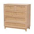 thumbnail image 1 of Baxton Studio Elsbeth Mid-Century Modern Oak Brown Finished Wood and Natural Rattan 5-Drawer Storage Cabinet, 1 of 5