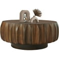 thumbnail image 6 of 31.5" Round Drum Coffee Table, Fluted Design with Walnut Solid Wood Veneer for Contemporary Living Room, 6 of 11