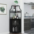 thumbnail image 3 of Corner Wine Cabinet, Bar Cabinet with Large Storage Space and Detachable Wine Rack, Wine Cabinets with Glass Holder and Mesh Door for Dining Room, Living Room, Kitchen, 3 of 7