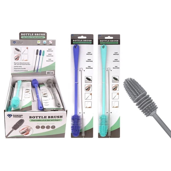 Cepillo para botellas Diamond Visions de 2 cm con mango de plástico de cerdas medianas