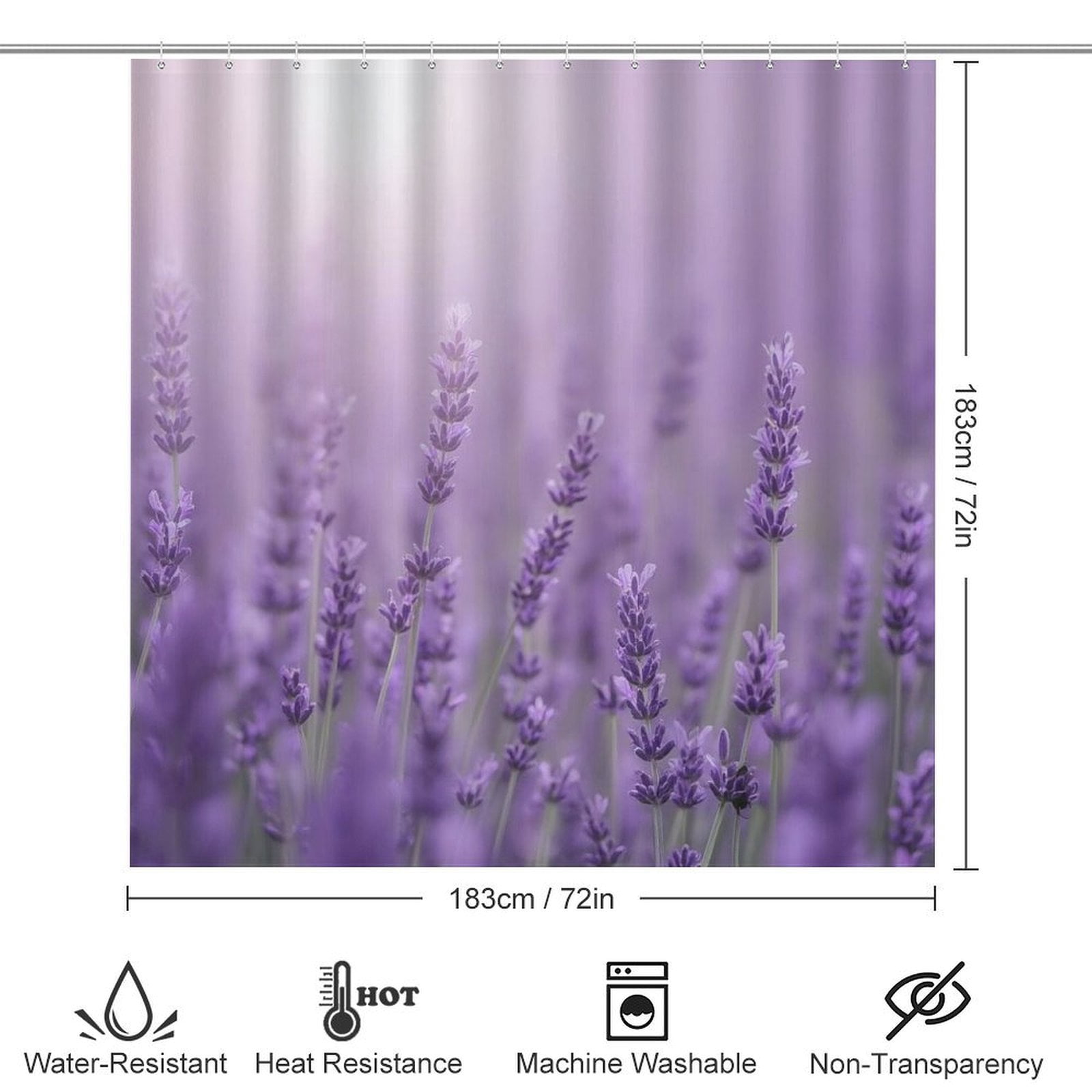 Lavender Field Bloom Shower Curtain Set Modern Bathroom Decor Mats 4pcs Fabric Bathroom Curtain Slip Floor Rug Toilet Lid