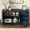 Navy Blue, variant on Modern Wave-Pattern Sideboard, Storage Buffet Cabinet with 3 Drawers & Hooks, for Living Room Entryway Hallway, Black