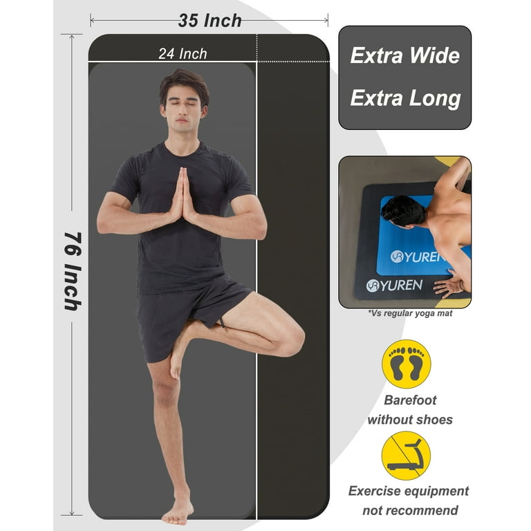 YR Extra Large Yoga Mat 6'x4' Thick Workout Mats 1/2 NBR Foam