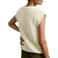 thumbnail image 3 of Spring Autumn Womens Sleeveless Knit Sweater Vest Crewneck Sweaters Ribbed Casual Loose Tank Tops, 3 of 4