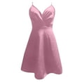 thumbnail image 4 of OSOLU Women Summer Mini Dresses Solid Color Sleeveless Ruched Hem Back Spaghetti Strap Zipper Dress Soft Sundress Vacation 2025 Elegant Classy Dresses, 4 of 4