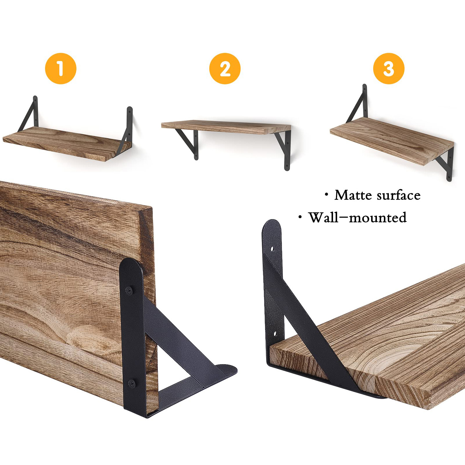 Fairy Floating Shelves, Carbonized Black, Set of 4 photo 6