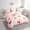 thumbnail image 3 of Feelyou Kawaii Cherry Fruit Twin Bedding Sets 7-Piece for Kid, Girly Pink Polkadots Cycle Bedding Comforter Set, Cute Cartoon Theme Reversible Sheet Sets, Luxury Bedroom Decor, 3 of 8