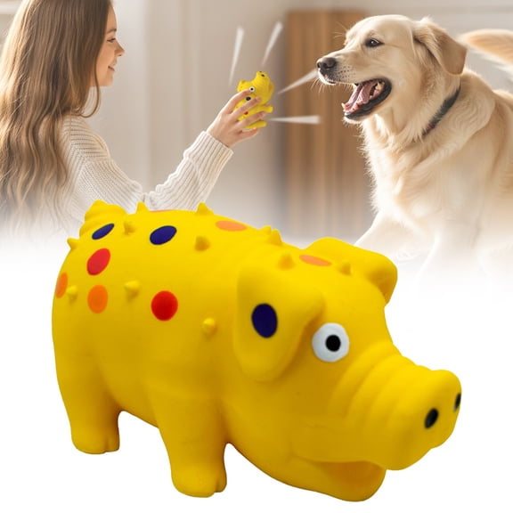 Squeaky Oinking Latex Pig Dog Toy, 7.3‑Inch Durable Chew Toy for Small Medium & Large Dogs