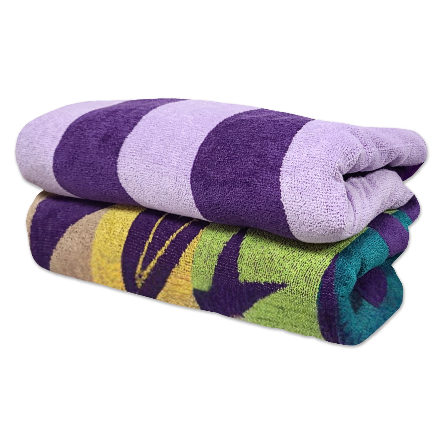Kaufman - Premium 2-Pack Velour Oversized Double Jacquard Reversible 750 GSM Beach, Pool Towel, Plush Towel, 40in x 70in, Luxurious 100% Cotton (Pnk/UNI)