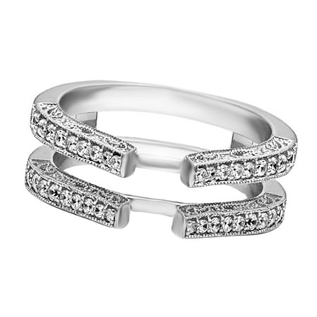 Solitaire Diamond Ring Wraps White Natural Diamonds Solitaire Enhancer Guard Wrap Wedding Ring in 14k Two Tone White Gold Over Sterling Silver (0.29 Cttw) ()
