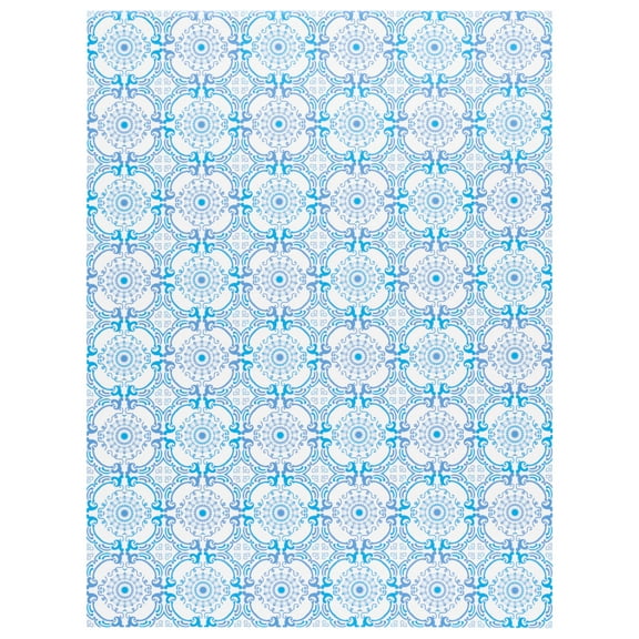 SAFAVIEH Vinyl Floor Evette Medallion Area Rug, Blue/Ivory, 5' x 6'9"