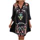 thumbnail image 1 of Vestido de Verano Casual, Vestido de Cuello en V de Manga 3/4 de Ruffle de Impresión Hecha de Poliéster Cómodo para Primavera Verano, Vestido de Verano de Mujer, 1 of 4
