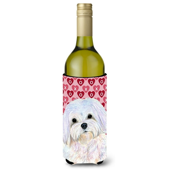 Carolines Treasures SS4482LITERK Maltese Hearts Love and Valentines Day Portrait Wine Bottle Hugger Wine Bottle