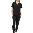 thumbnail image 4 of Conjunto de uniforme exfoliante para mujer, trajes de trabajo, Top de enfermera y pantalones para correr, ropa cómoda con cuello en V, Top exfoliante, Negro, 4 of 8