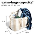 thumbnail image 4 of Fit + Fresh All the Things XL Tote Bag, Oversized Water-Resistant Canvas Zipper Tote with Internal Pockets, Taupe Stripe, 4 of 8