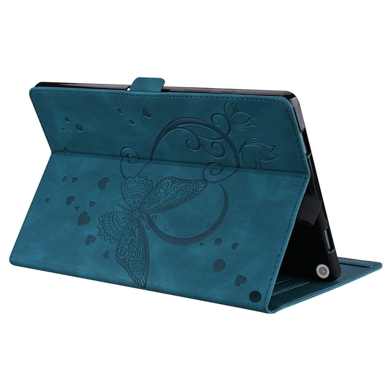 Kepuch Custodia In Pelle PU Per Amazon Fire 7 (2022) - Blu - Con Cinturino E Chiusura Magnetica - 6